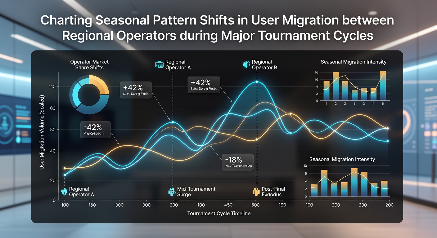 Data visualization of user migration flows between regional betting operators across different tournament seasons