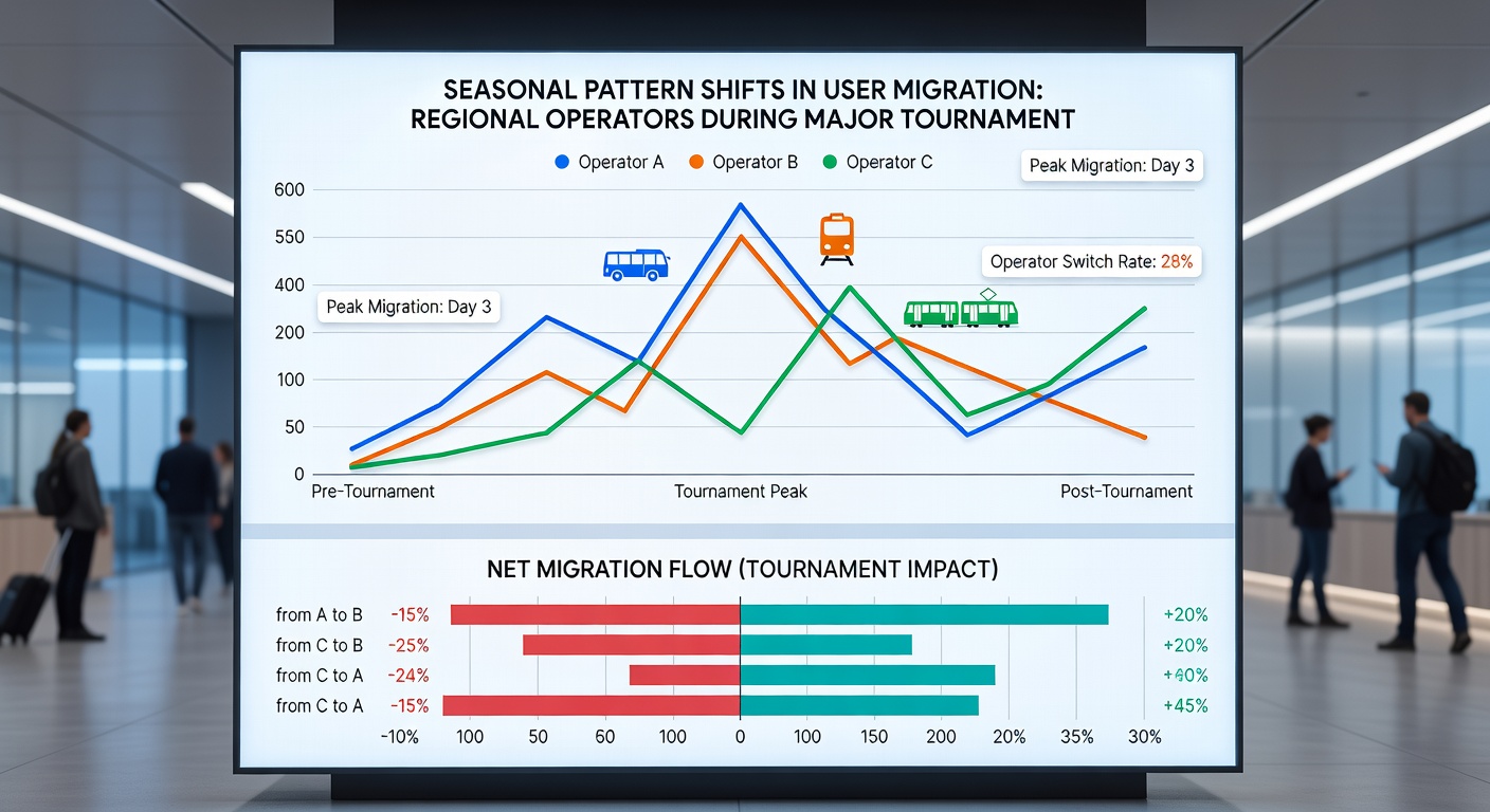 Chart illustrating seasonal user account transfers between operators during peak tournament periods