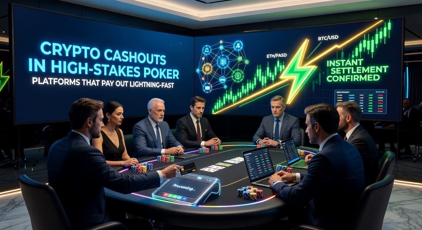 Screenshot of a crypto poker platform dashboard showing a successful lightning-fast cashout transaction with wallet confirmation