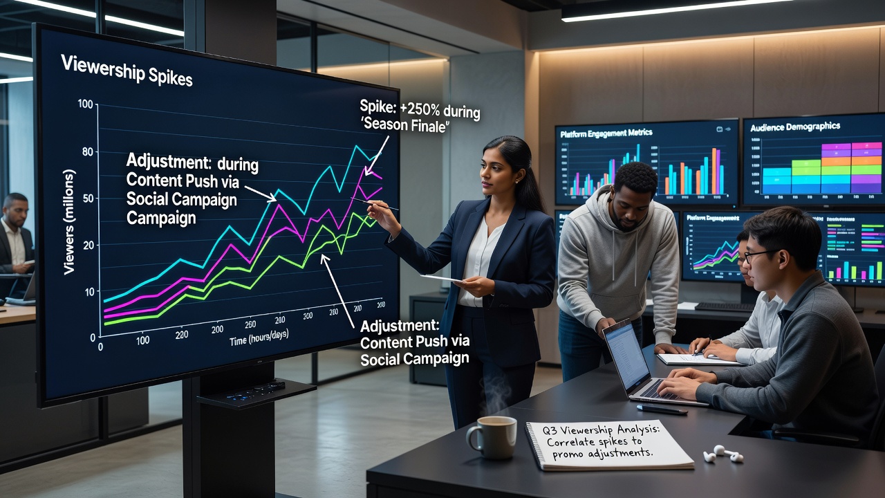 Infographic illustrating correlations between viewer engagement metrics and betting odds adjustments in entertainment markets