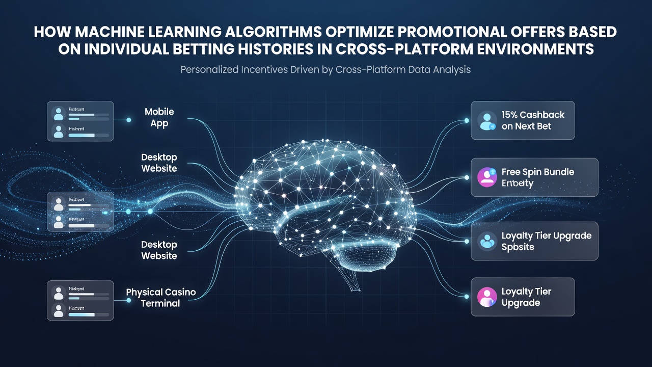 Machine learning dashboard showing betting history patterns and promotional targeting across multiple devices