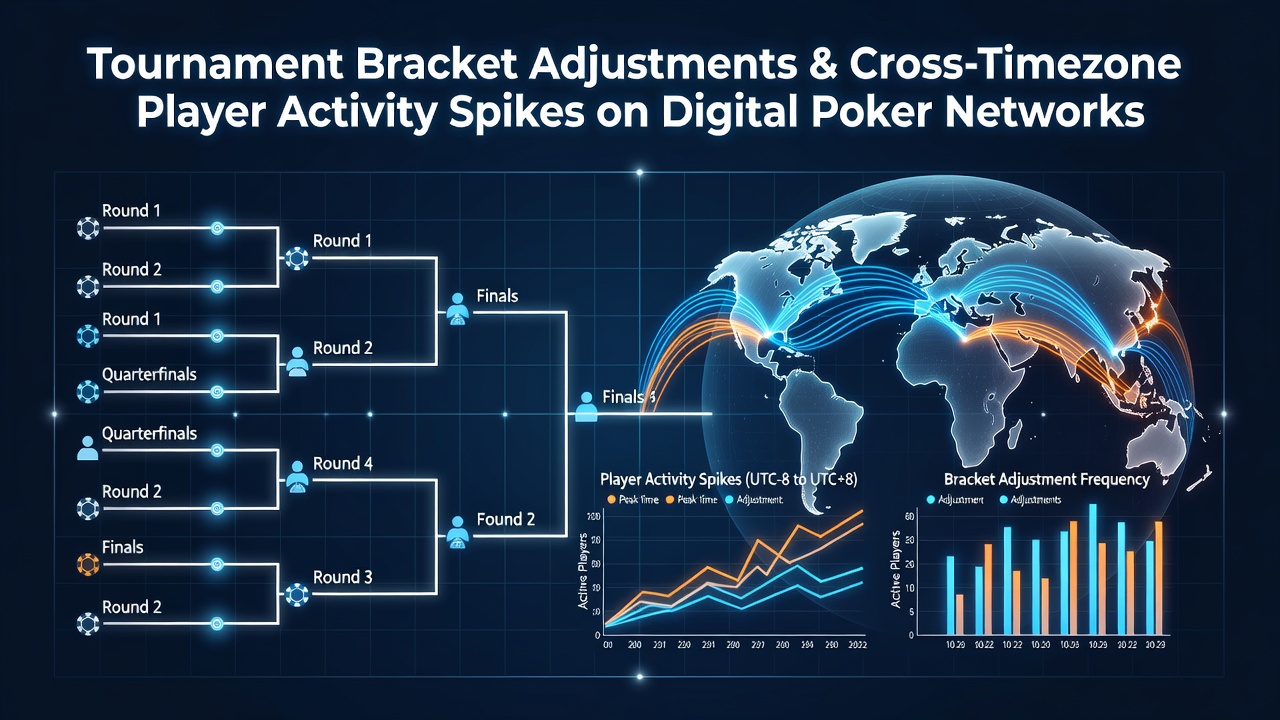 Graph displaying player activity spikes across major timezones during digital poker tournaments
