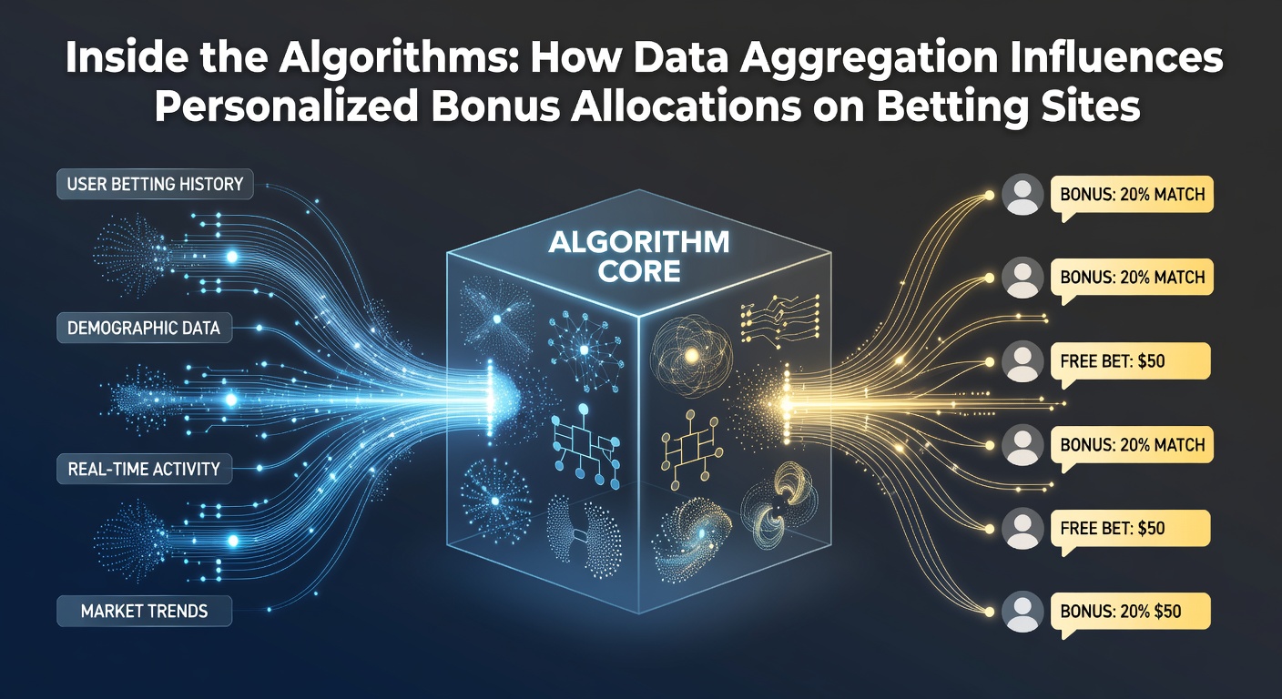 Data aggregation process visualized on a betting platform dashboard showing user metrics flowing into algorithmic bonus calculations