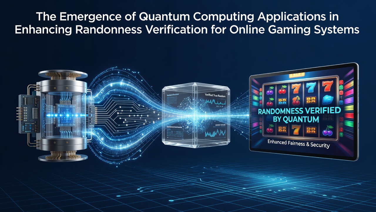 Quantum computing hardware integrated with online gaming servers for randomness verification