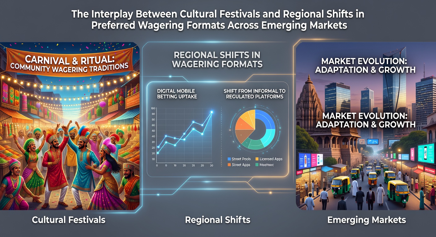 Mobile devices showing various wagering interfaces being used during a crowded cultural festival in an emerging market setting