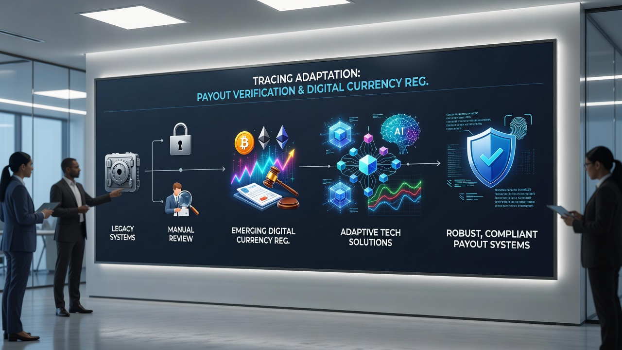 Analyst reviewing blockchain transaction graphs on multiple screens during a payout verification audit at a betting platform